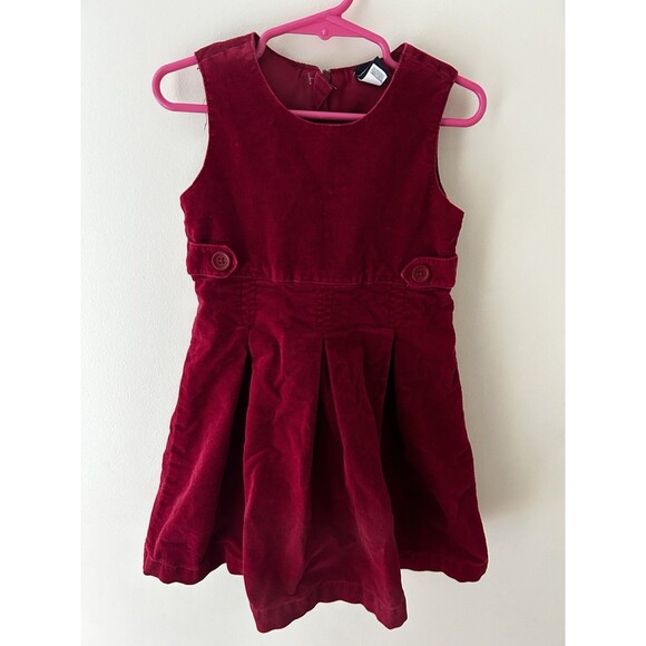 Baby Gap Y2K Girls Pleated Dress 3T Red Velvet Holiday Christmas Button Details - Picture 1 of 3